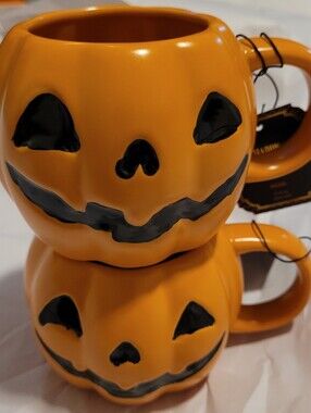 Happy Halloween Coffee Mug Pumpkin Jack-O'-Lantern Ceramic Mugs - Orange & Black